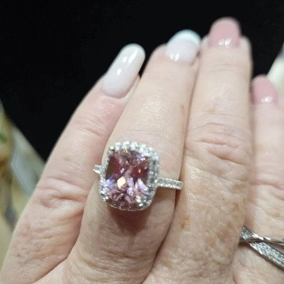 Sterling silver size 7 pink Moissanite rings. - Picture 2 of 3